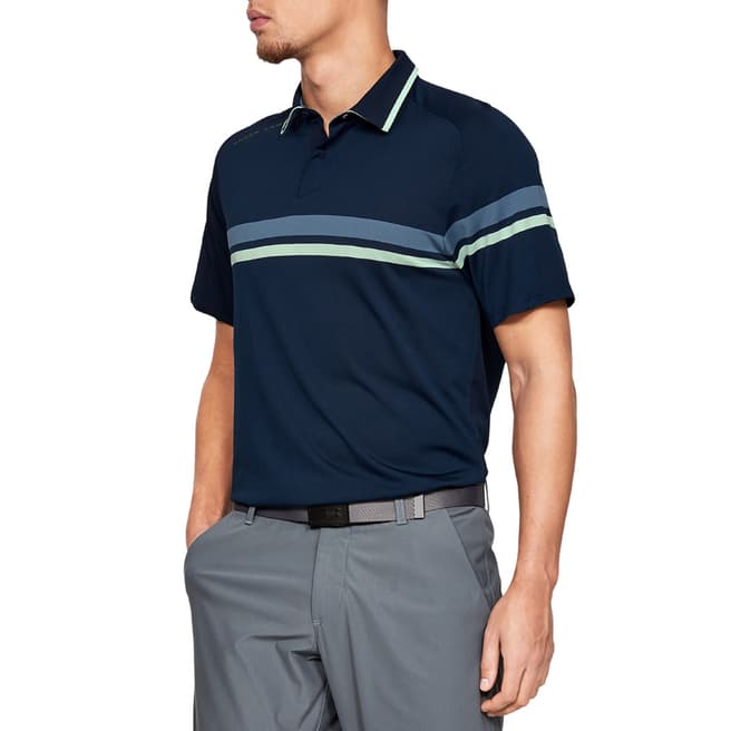 Under Armour Navy/Grey Striped Golf Polo Shirt 