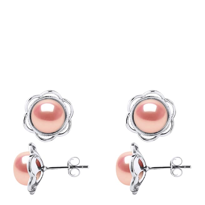 Atelier Pearls Pink Freshwater Pearl Flower Stud Earrings