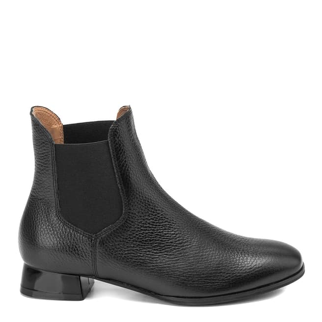 Belwest Black Leather Low Heeled Chelsea Boots