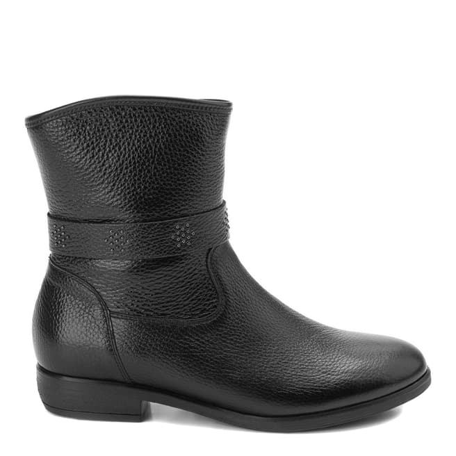Belwest Black Grained Leather Studded Strap Boots
