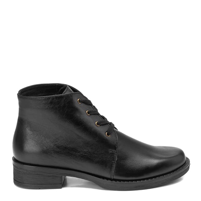 Belwest Black Flat Lace Up Shoe Boots