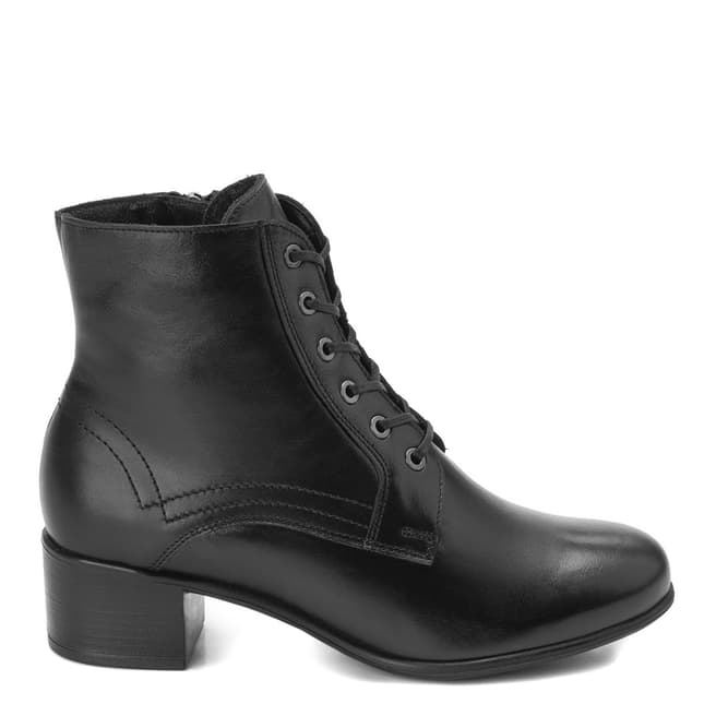 Belwest Black Leather Topstitch Ankle Boots
