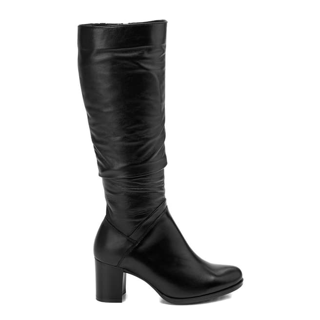 Belwest Black Leather Knee High Folded Boots