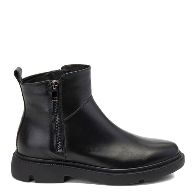 Belwest Black Leather Zip Ankle Boots