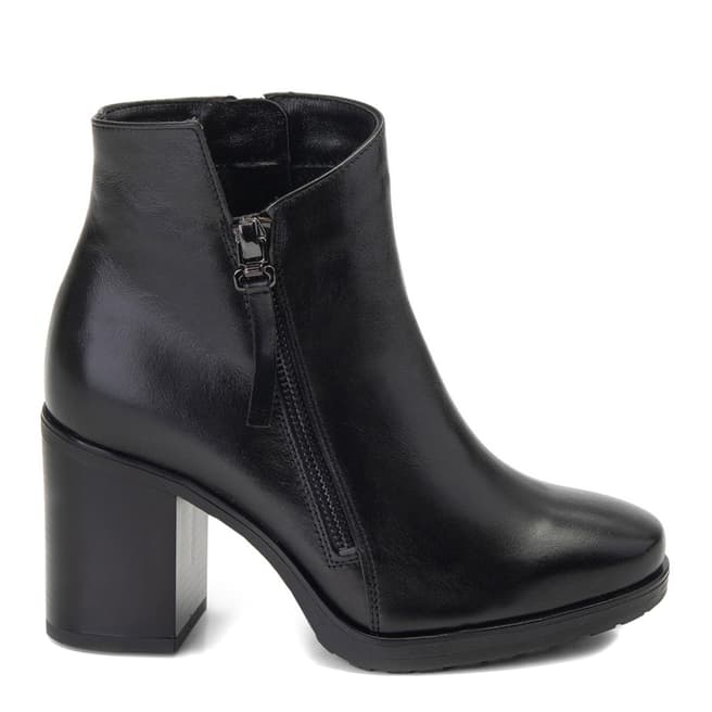 Belwest Black Leather Zip Detail Ankle Boots