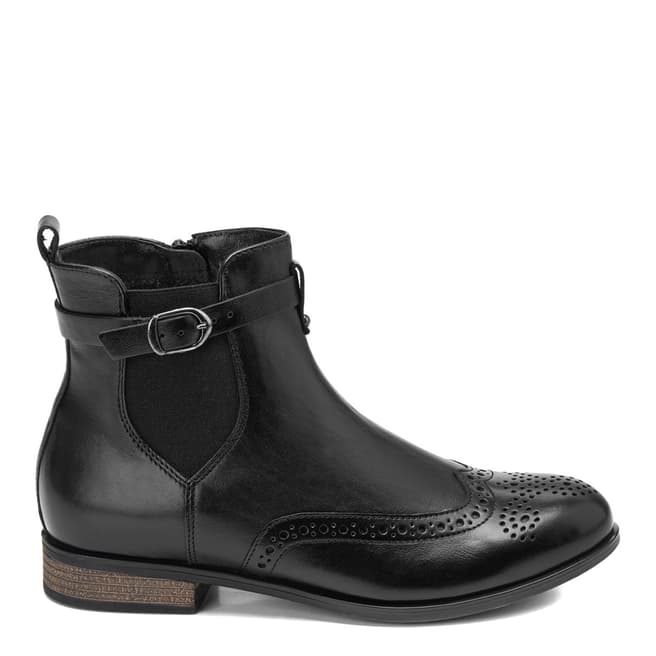 Belwest Black Leather Brogue Chelsea Boots