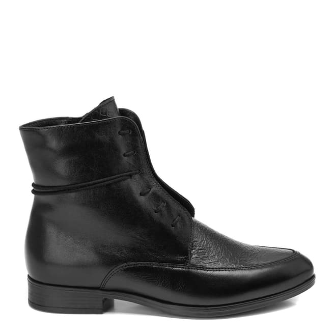Belwest Black Leather Lace Up Ankle Boots