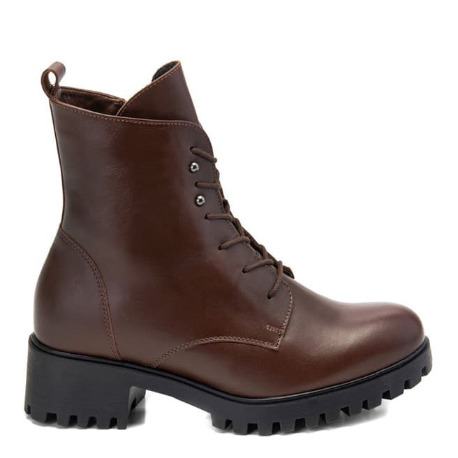 Belwest Brown Leather Lace Up Ankle Boots