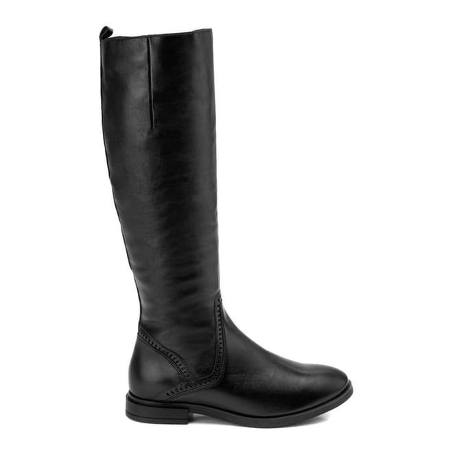 Belwest Black Leather Knee High Cut Out Boots