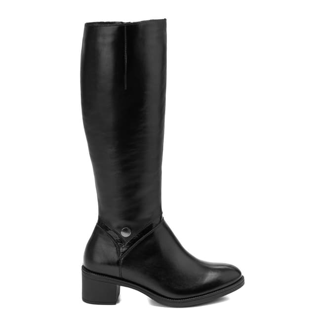 Belwest Black Leather Knee High Boots