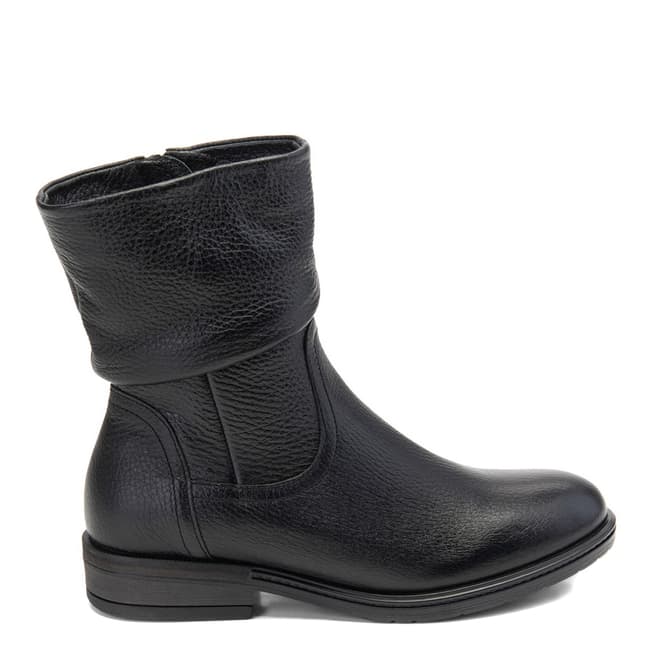 Belwest Black Grained Leather Slouchy Boots