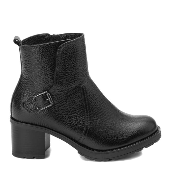 Belwest Black Grained Leather Buckle Boots