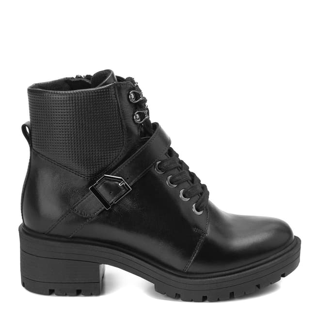Belwest Black Leather Block Heel Boots