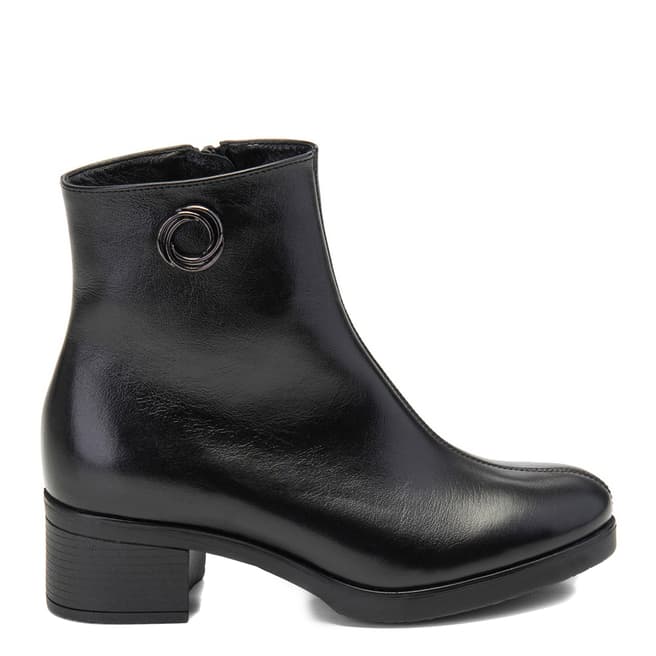 Belwest Black Leather Embellished Ankle Boots