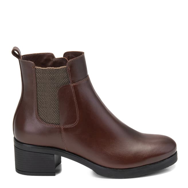 Belwest Brown Leather Chelsea Style Ankle Boots