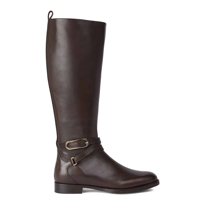 Hobbs London Espresso Brown Leather Lydia Knee Boots