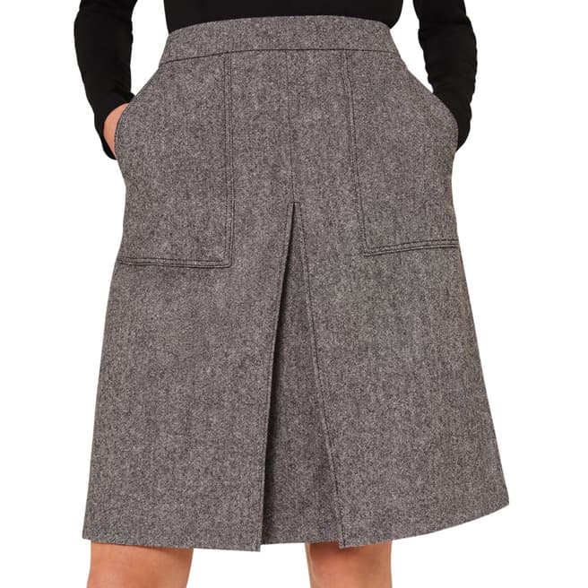 Hobbs London Grey Callie A-Line Wool Blend Skirt