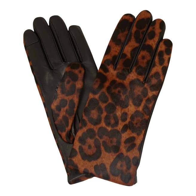 Hobbs London Leopard Print Emma Leather Gloves