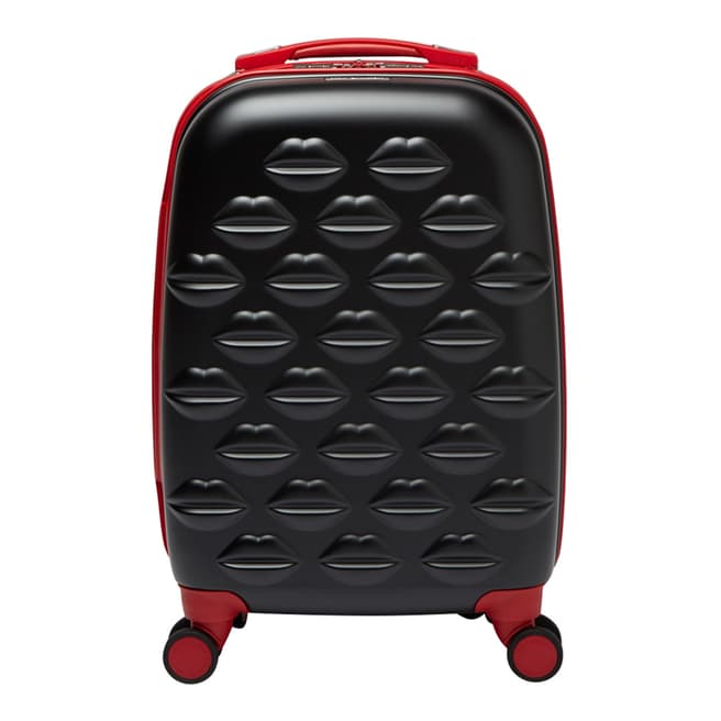 Lulu Guinness Black Red Lips Cabin Suitcase