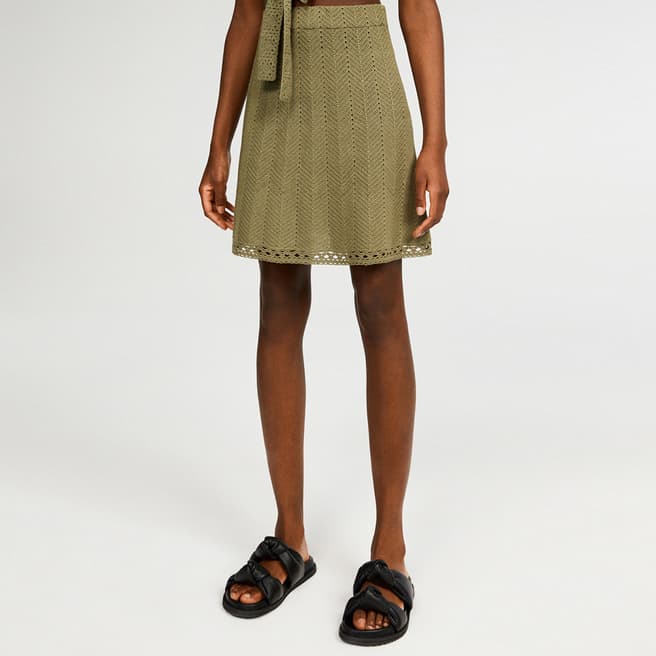 Claudie Pierlot Khaki Melina Knitted Skirt 