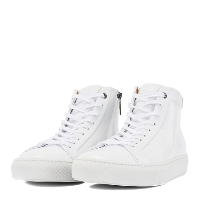BOSS White Leather Hi-Top Mirage Sneakers