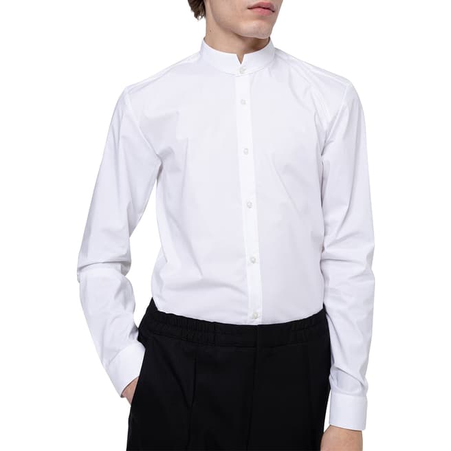 HUGO White Elvorini Cotton Blend Shirt