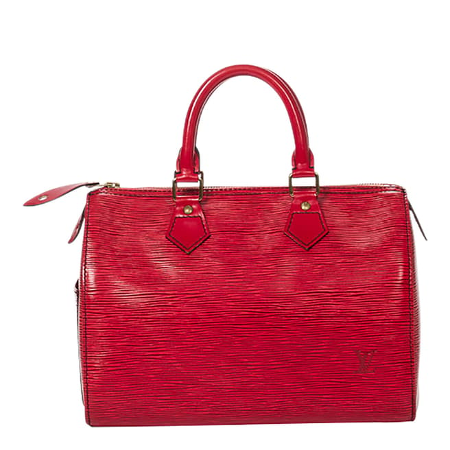 Louis Vuitton Vintage Red Speedy Black Stitching Handbag
