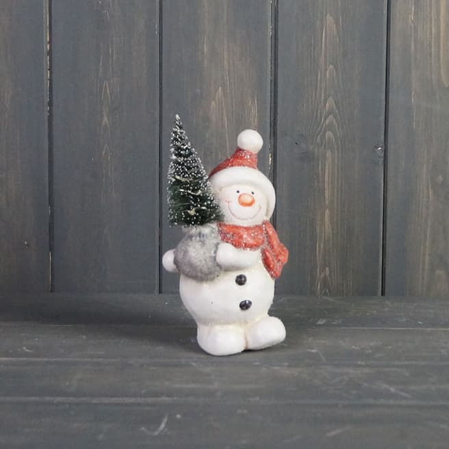 The Satchville Gift Company Snowman Holding A Light Up Christmas Tree