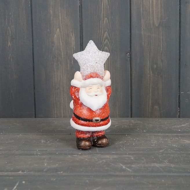 The Satchville Gift Company Ceramic Santa With Light Up Star