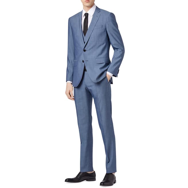 BOSS Light Blue 3 Piece Silk Blend Suit
