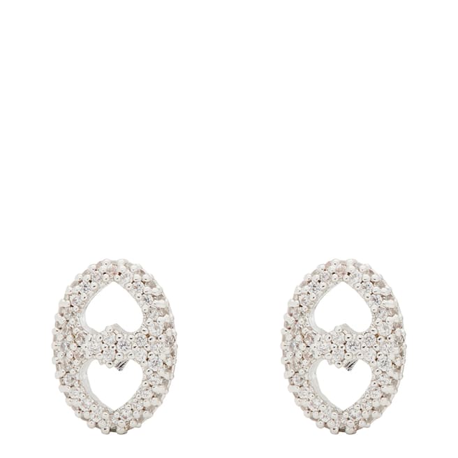 Kate Spade Silver Pave Duo Link Stud Earrings