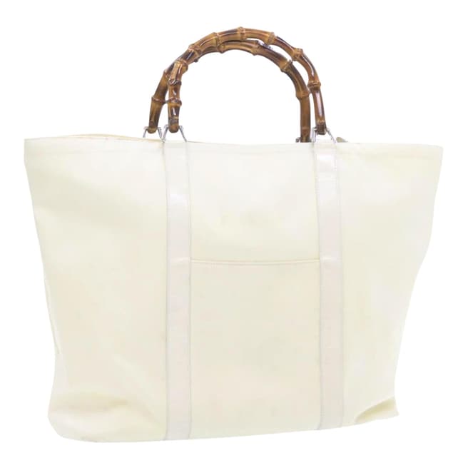 Gucci White Gucci Bamboo Handbag