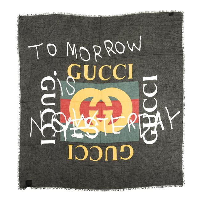 Gucci Black Silk Blend Coco Captain Logo Gucci Scarf