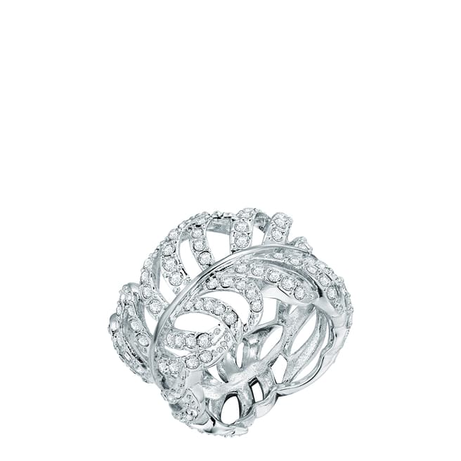 Saint Francis Crystals Silver Leaf Ring with Swarovski Crystals
