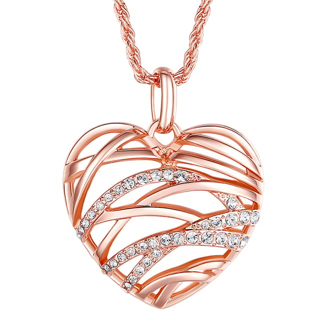 Saint Francis Crystals Rose Gold Heart Pendant Necklace with Swarovski Crystals