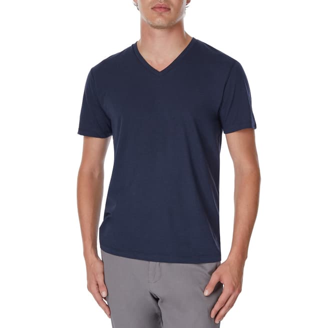 Reiss Navy Danny V-Neck Cotton Blend T-Shirt