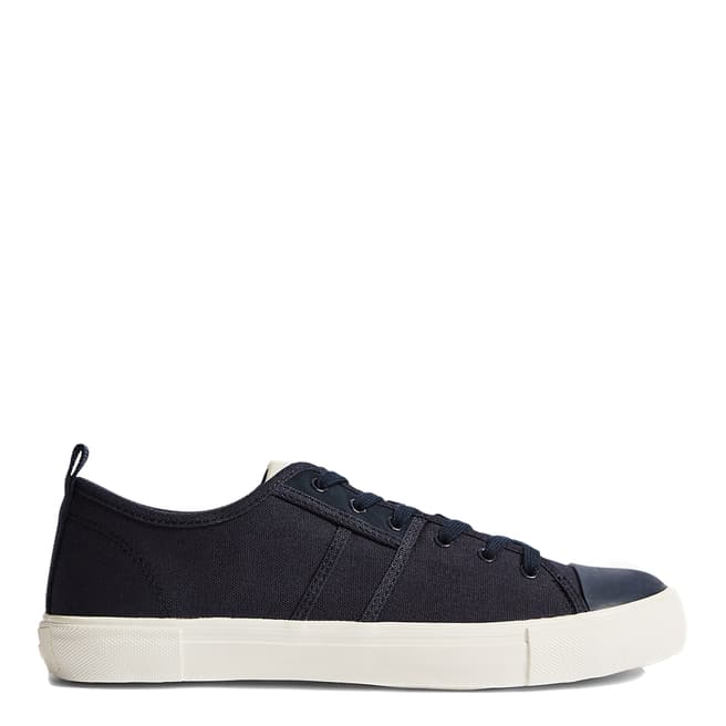 Reiss Navy Ryder Low Top Vulcanised Cow Suede Blend Trainers