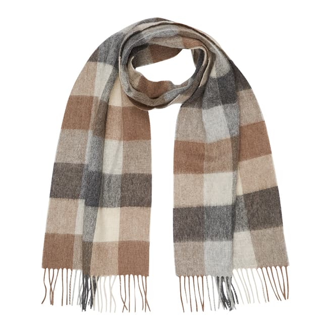 Reiss Oatmeal Oliver Check Cashmere Blend Scarf