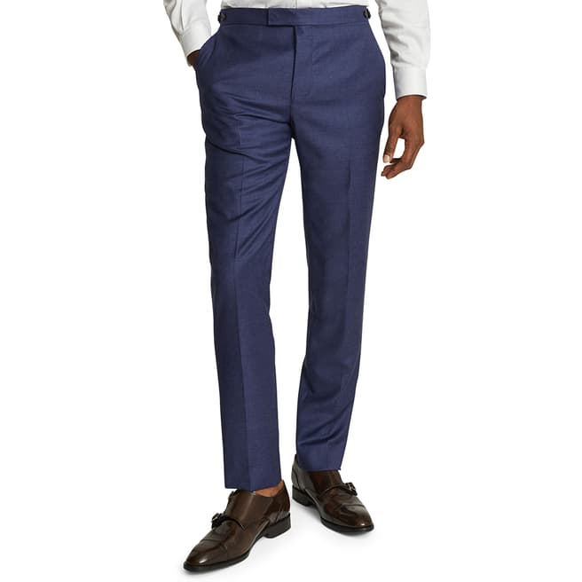 Reiss Blue Christopher Slim Fit Wool Trousers