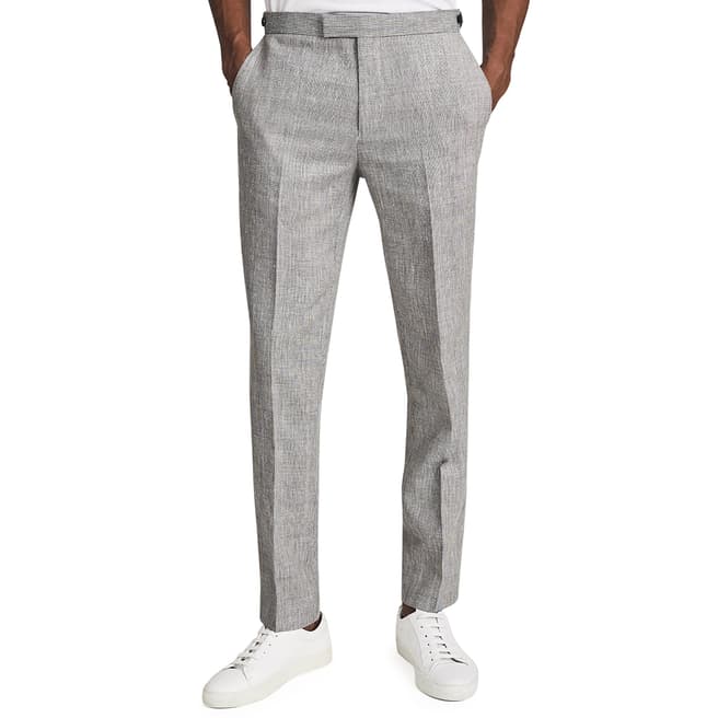 Reiss Grey Cab Puppytooth Wool Blend Trousers