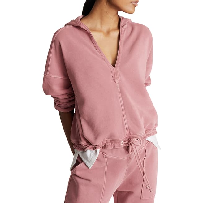 Reiss Pink Rayna Cotton Blend Hoodie