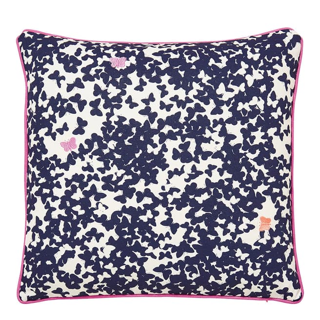 Joules Painted Poppy Cushion, Navy/Multi