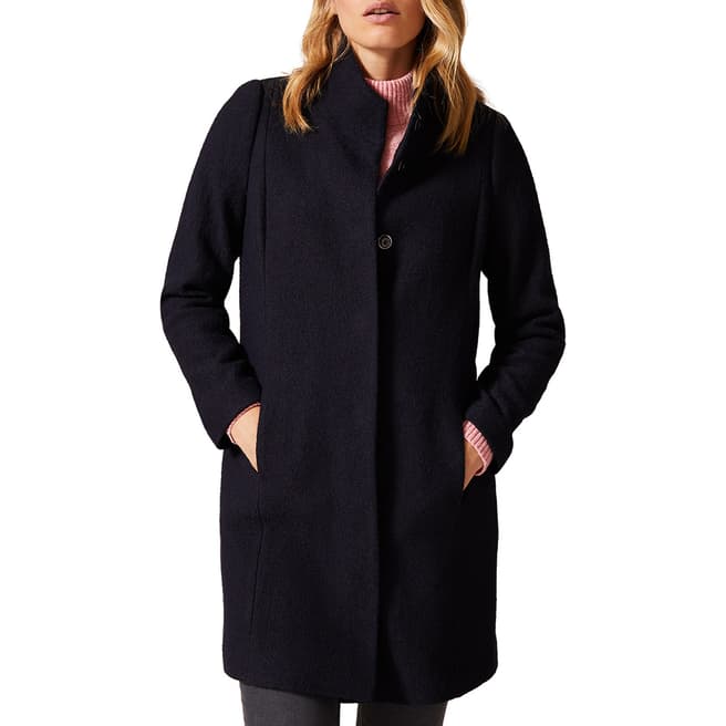 Phase Eight Navy Bailie Boiled Wool Blend Coat