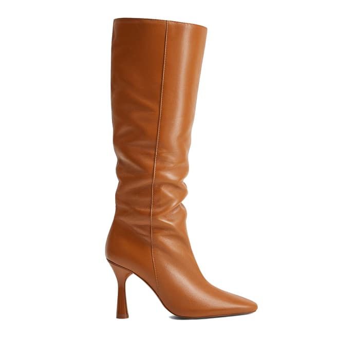 Mango Brown Leather Tall Boots