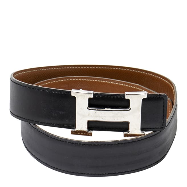 Hermes Vintage Black Gold H Belt