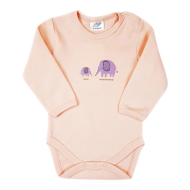 Luggi Baby Girl's Pink Animal Garden Long-sleeve Bodysuit
