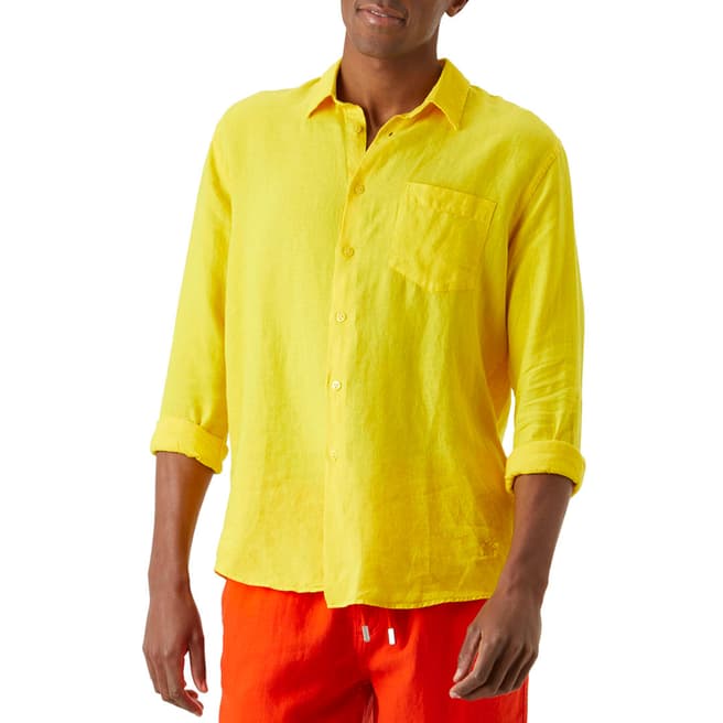 Vilebrequin Bright Yellow Button Through Linen Shirt