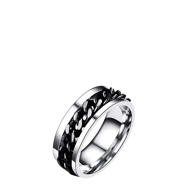 Stephen Oliver Black And Gold Two Tone Band Woven Chain Ring