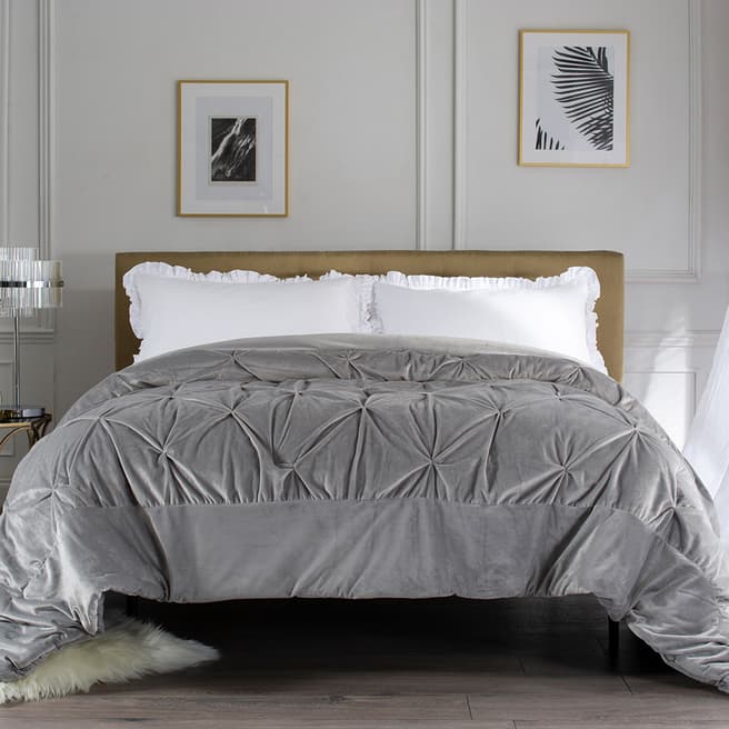 N°· Eleven Velvet Pintuck Bedspread, Dove Grey