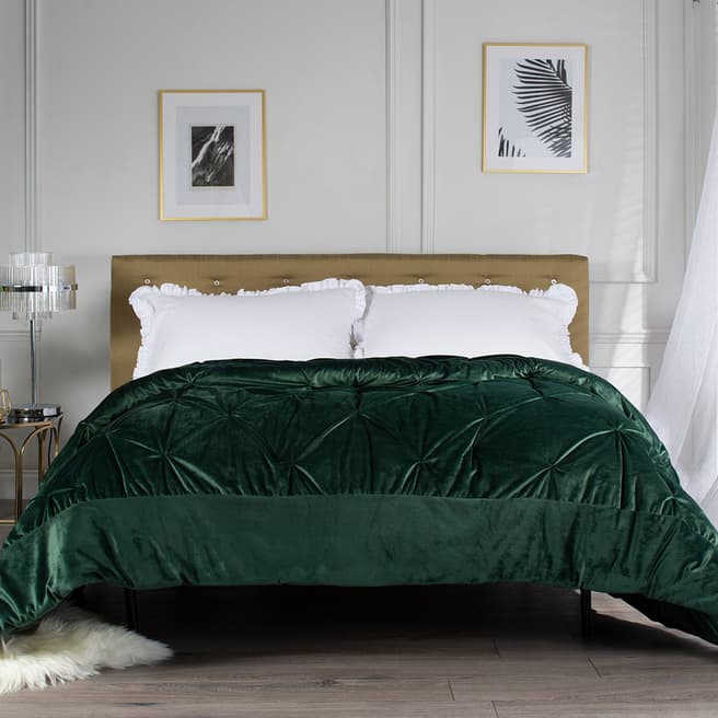 N°· Eleven Velvet Pintuck Bedspread, Forest Green